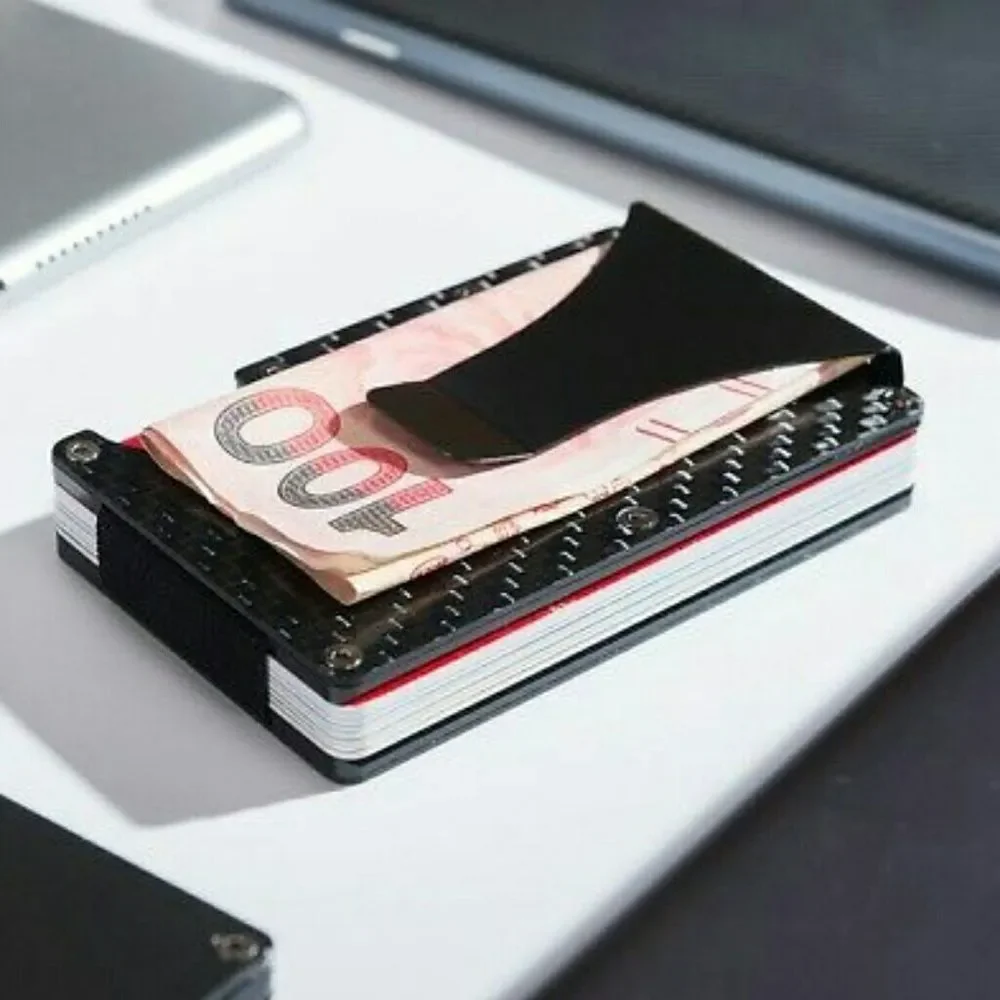 Slim carbon fiber cards holder W money cli…